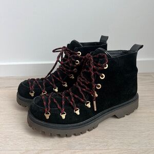 Sam Edelman Circus Hiking Boots in Black Suede